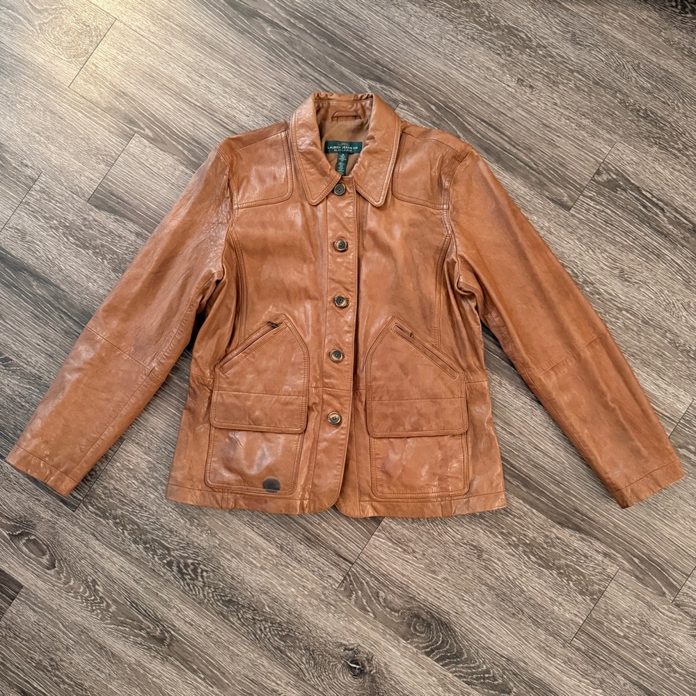 Lauren Ralph Lauren Tan Lamb Leather Jacket